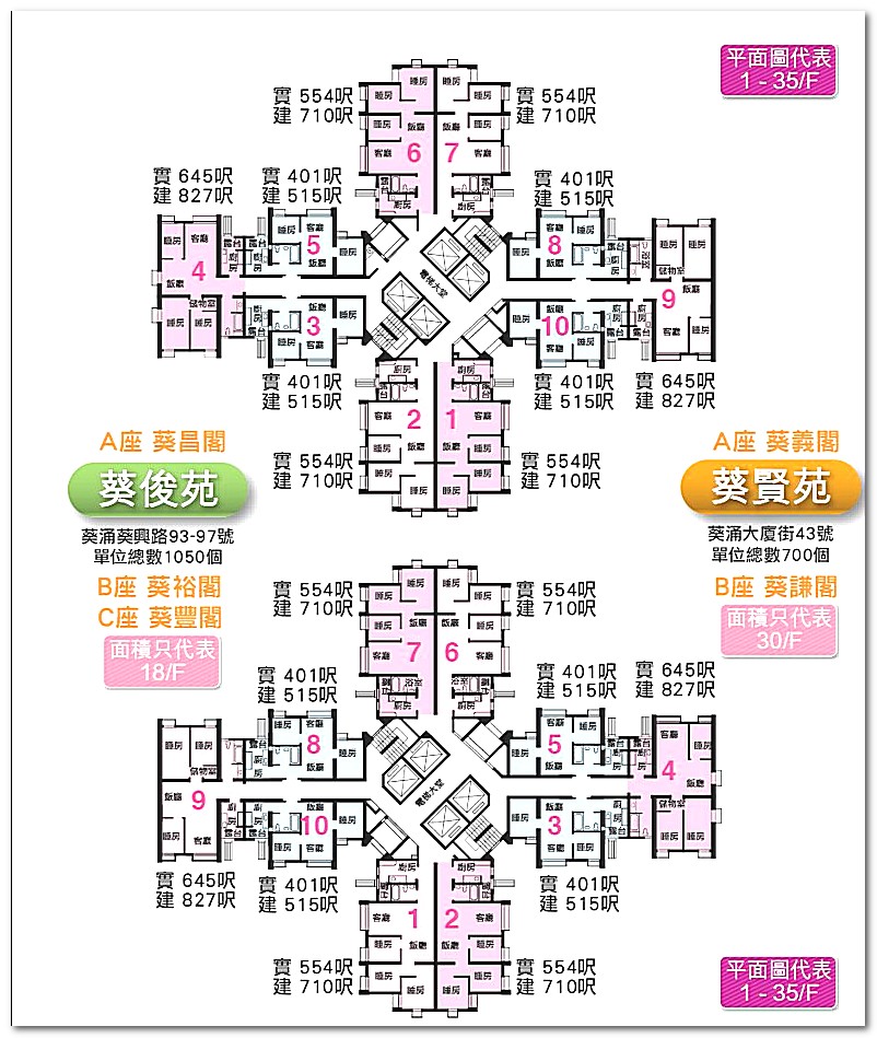 葵俊苑葵賢苑平面圖